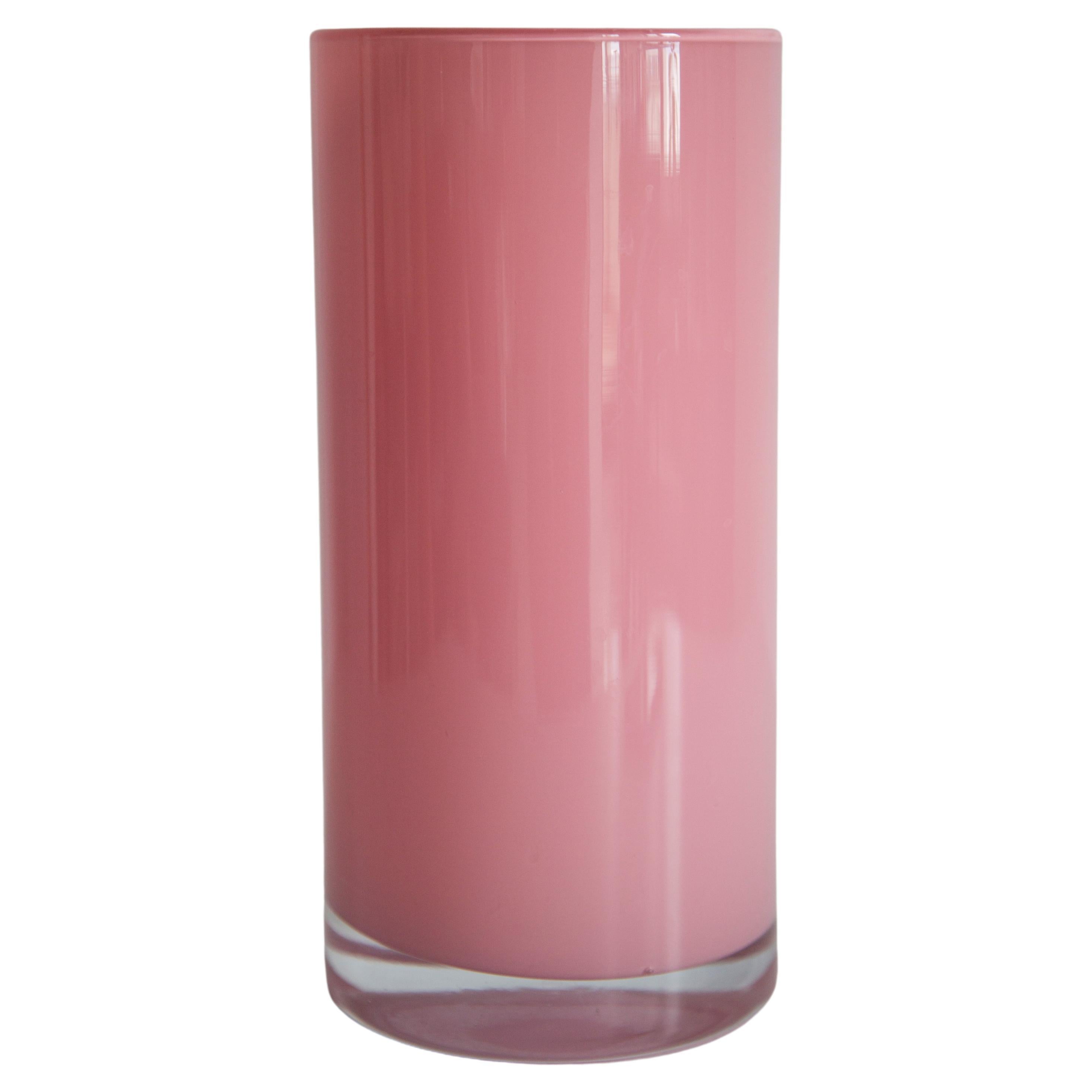 Mid Century Vintage Artistic Glass Pink Vase, Tarnowiec, Europe, 1970s