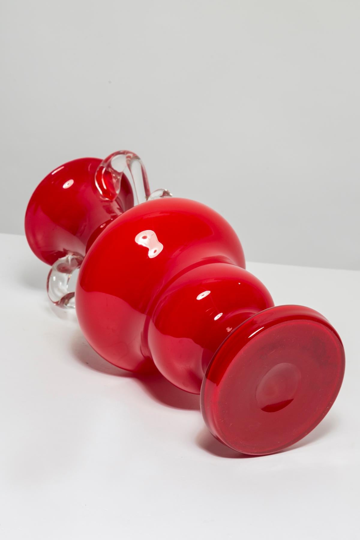 Mid Century Vintage Artistic Glass Rote Vase Groß, Europa, 1970er Jahre im Angebot 6