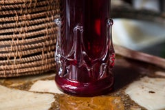 Mid Century Vintage Artistic Glass Red Vase, Tarnowiec, Sulczan, Europe, 1970s