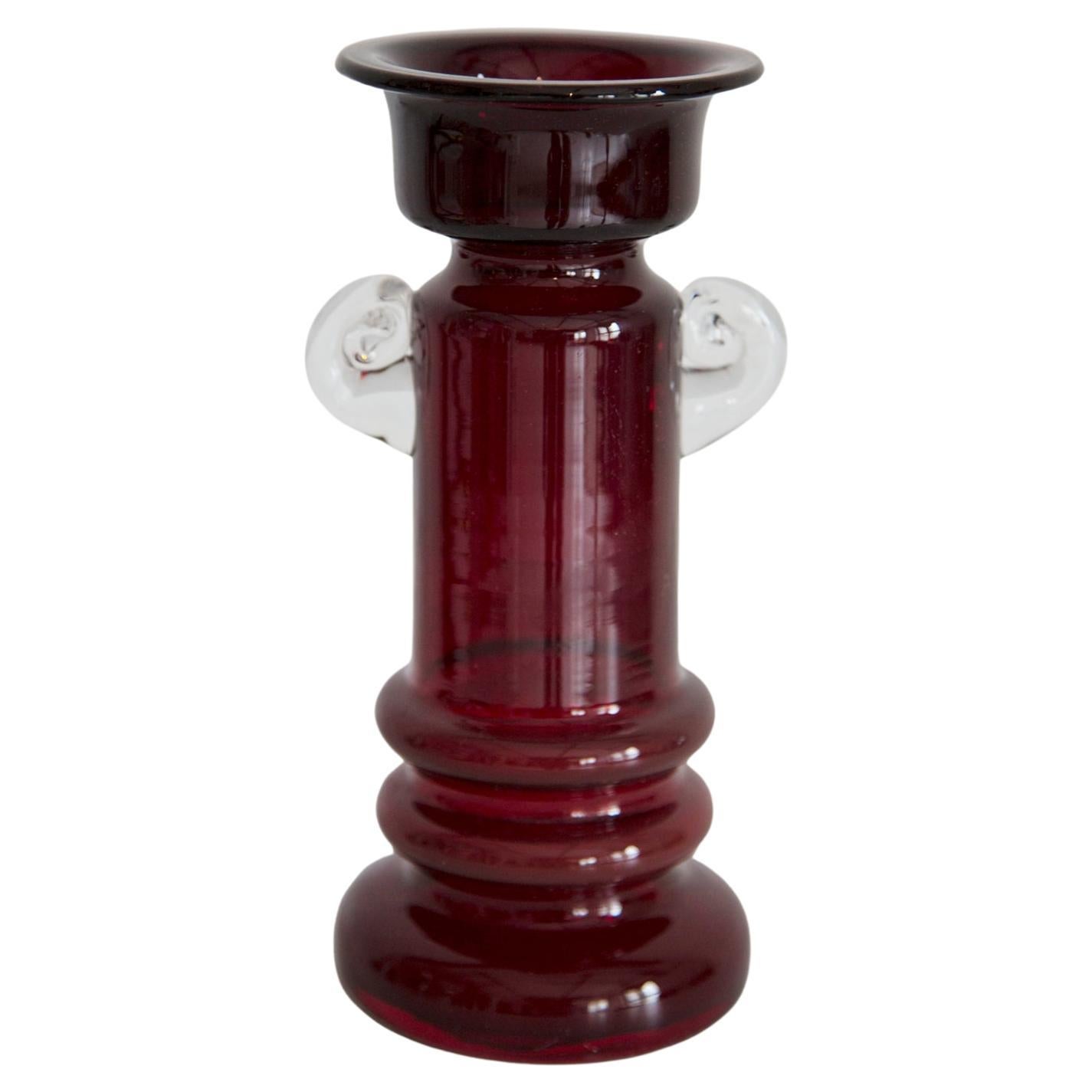 Vaso rosso in vetro artistico di metà secolo, Tarnowiec, Sulczan, Europa, anni '70