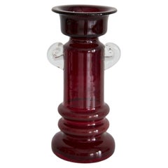 Vaso rosso in vetro artistico di metà secolo, Tarnowiec, Sulczan, Europa, anni '70