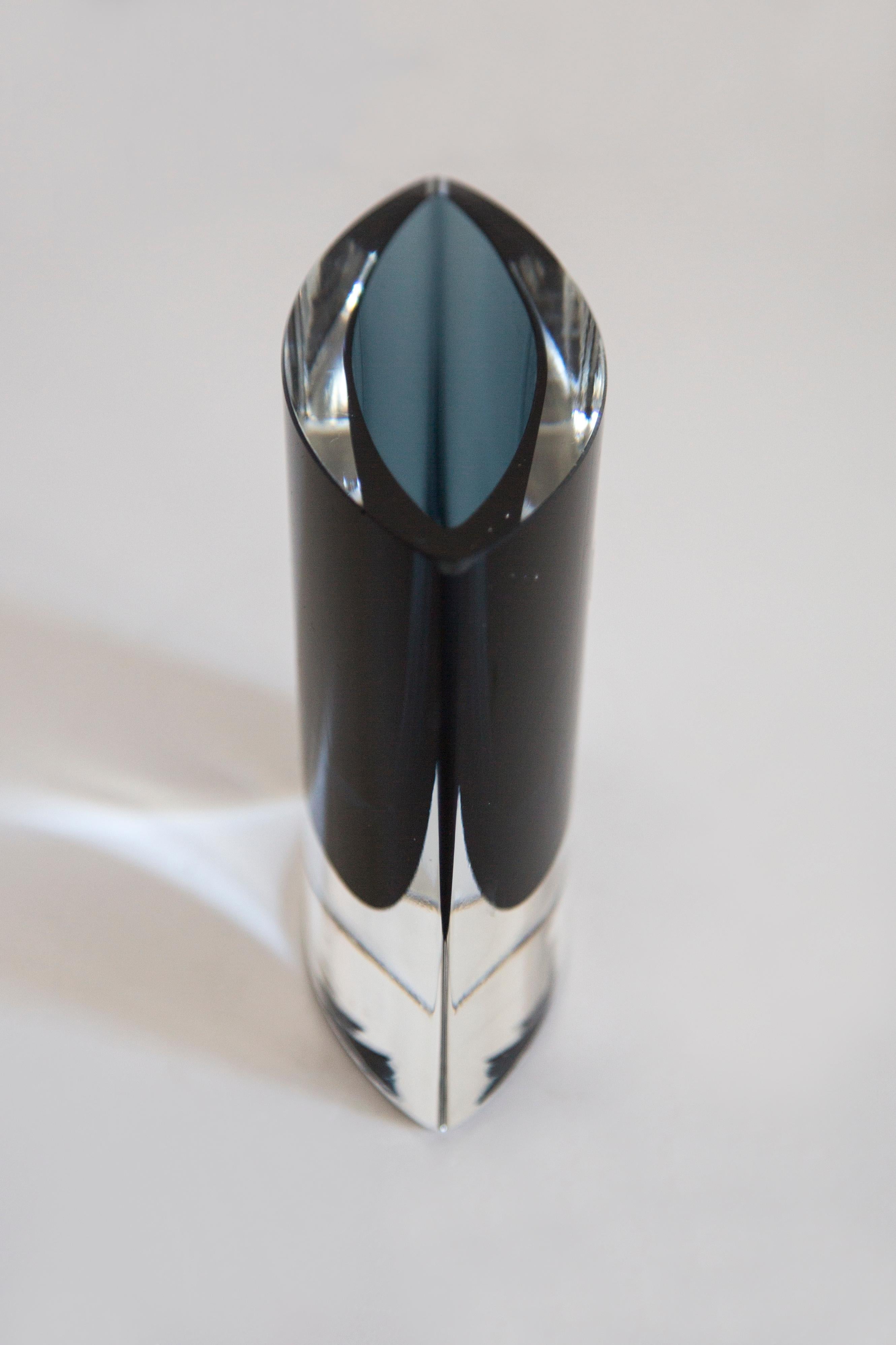 Mid Century Vintage Artistic Glass Small Blue Vase, Europe, 1970s For Sale 3