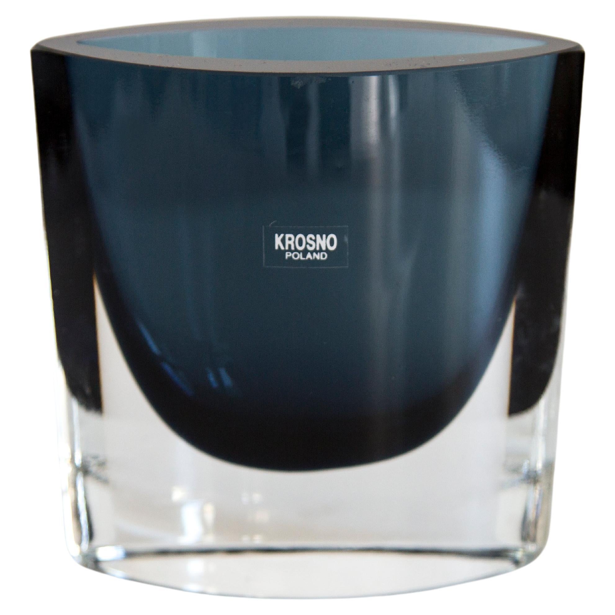 Mid Century Vintage Artistic Glass Small Blue Vase, Europe, 1970s For Sale