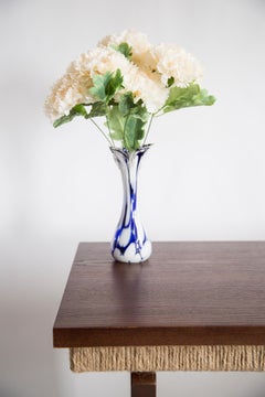 Mid Century Vintage Artistic Glass White and Blue Vase, Europe, 1970s