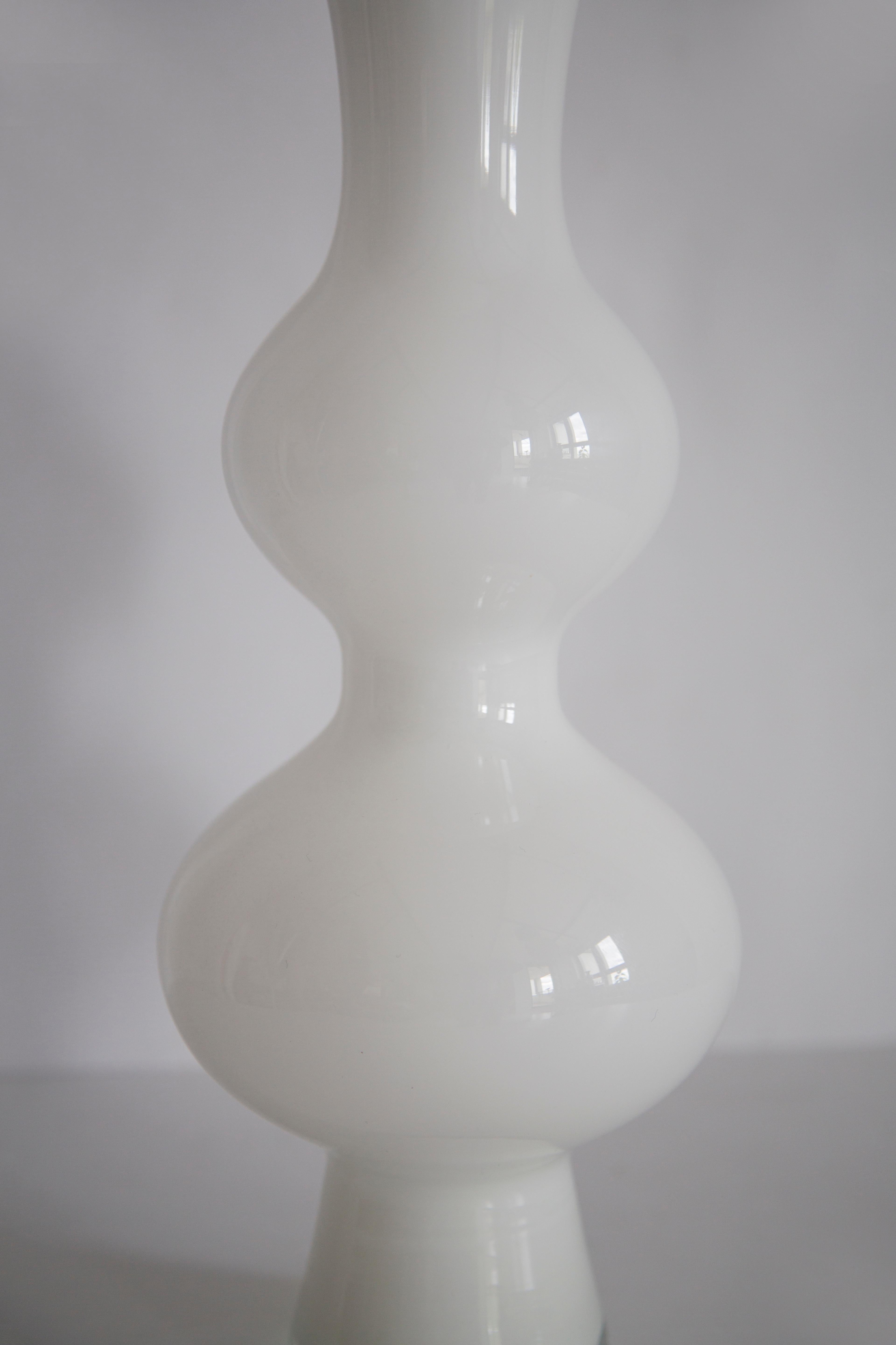 20th Century Mid Century Vintage Artistic Glass White Vase, Tarnowiec, Europe, 1970s For Sale