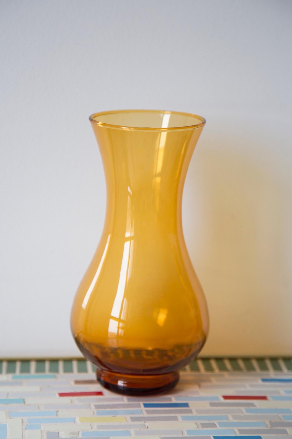 Mid-Century Modern Mid Century Vintage Artistic Glass Yellow Light Vase, Europe, 1970s For Sale
