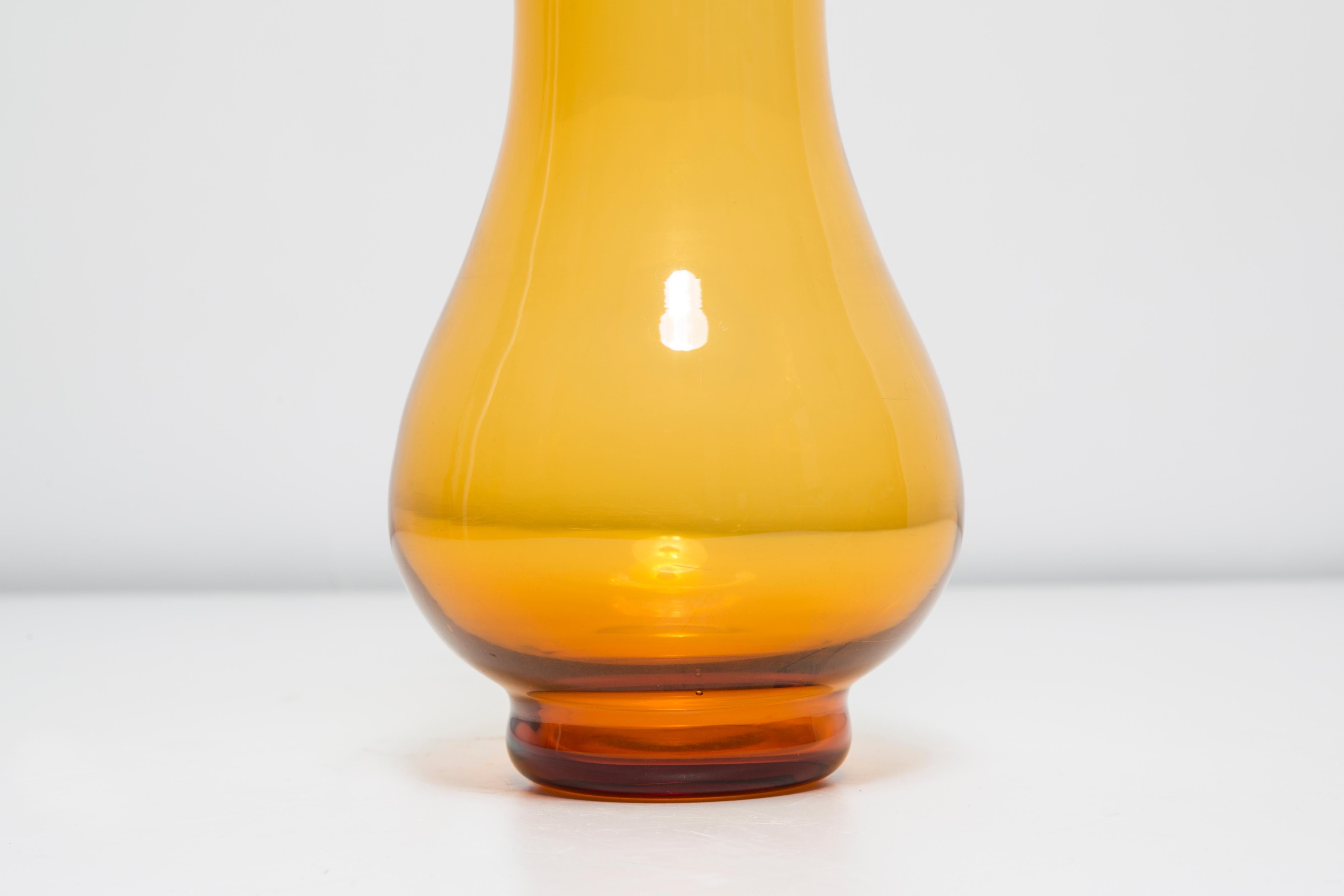 20th Century Mid Century Vintage Artistic Glass Yellow Light Vase, Europe, 1970s For Sale