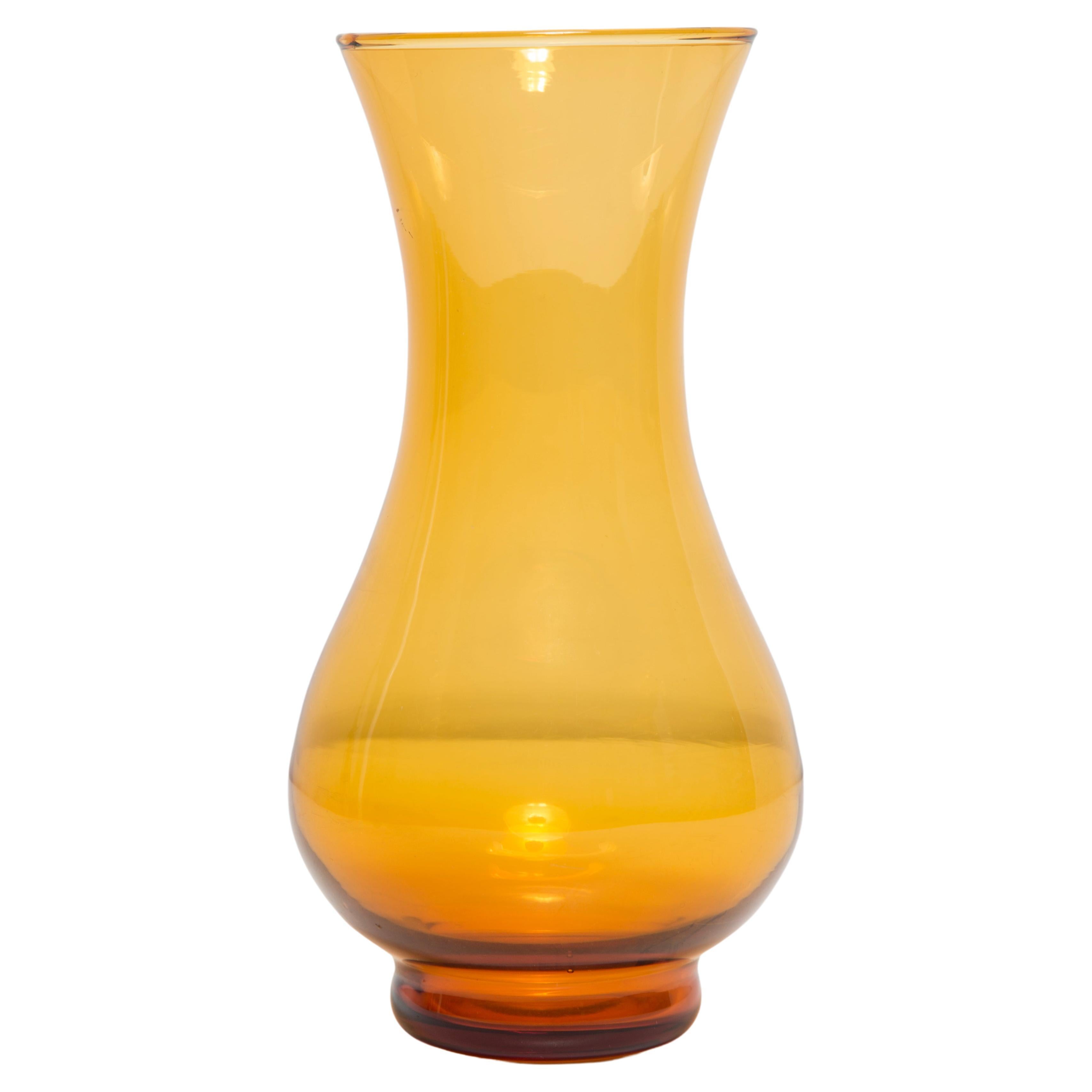 Mid Century Vintage Artistic Glass Yellow Light Vase, Europe, 1970s For Sale