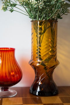 Mid Century Vintage Artistic Glass Yellow Vase with a Frill, Europe, 1970s