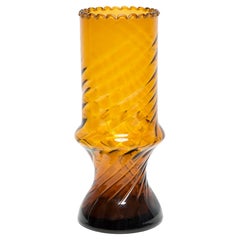Mid Century Retro Artistic Glass Yellow Vase with a Frill, Europe, 1970s