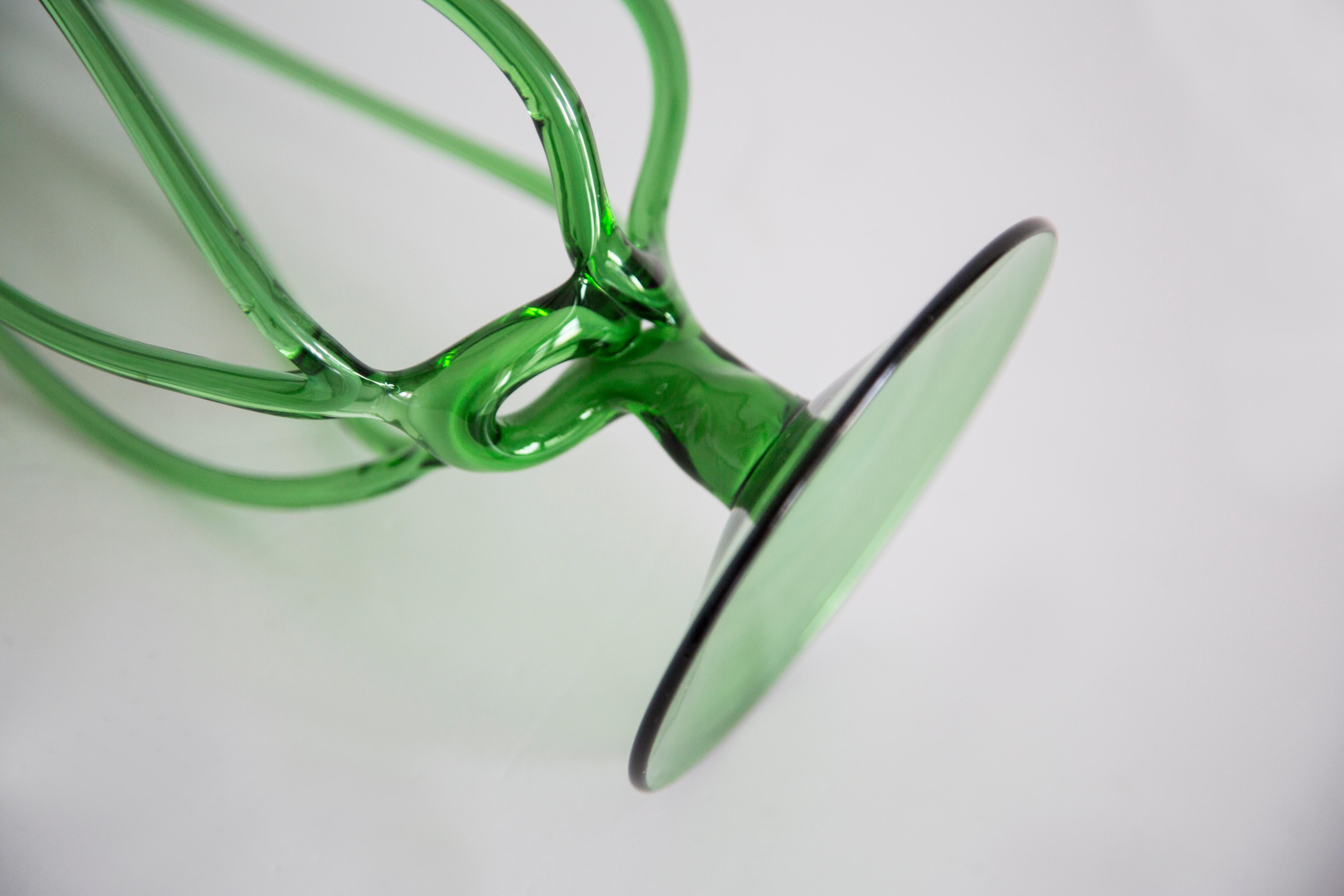Mid Century Vintage Artistic Green Big Glass Vase, Polen, Europa, 1970er Jahre im Angebot 6