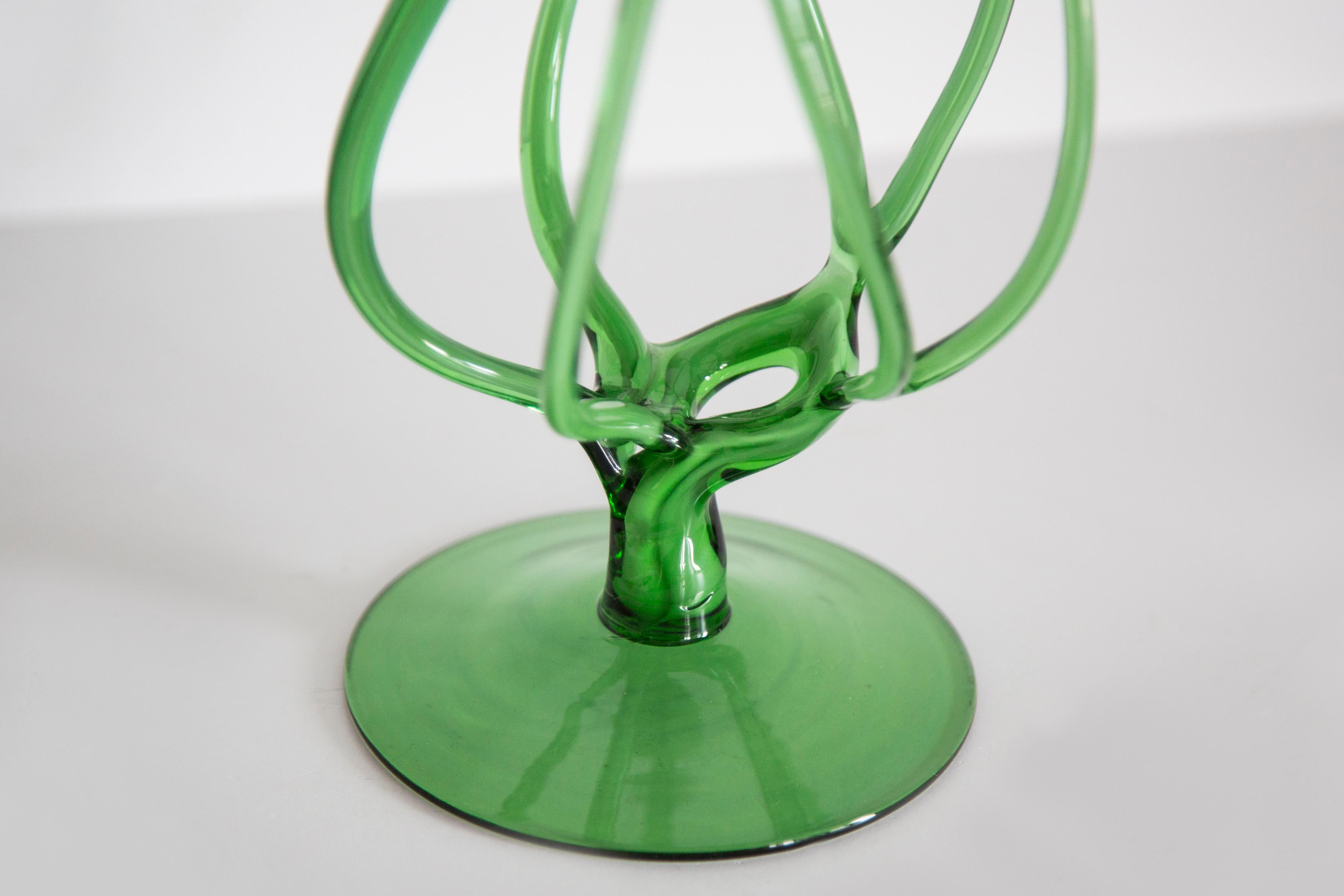 Mid Century Vintage Artistic Green Big Glass Vase, Polen, Europa, 1970er Jahre im Angebot 1