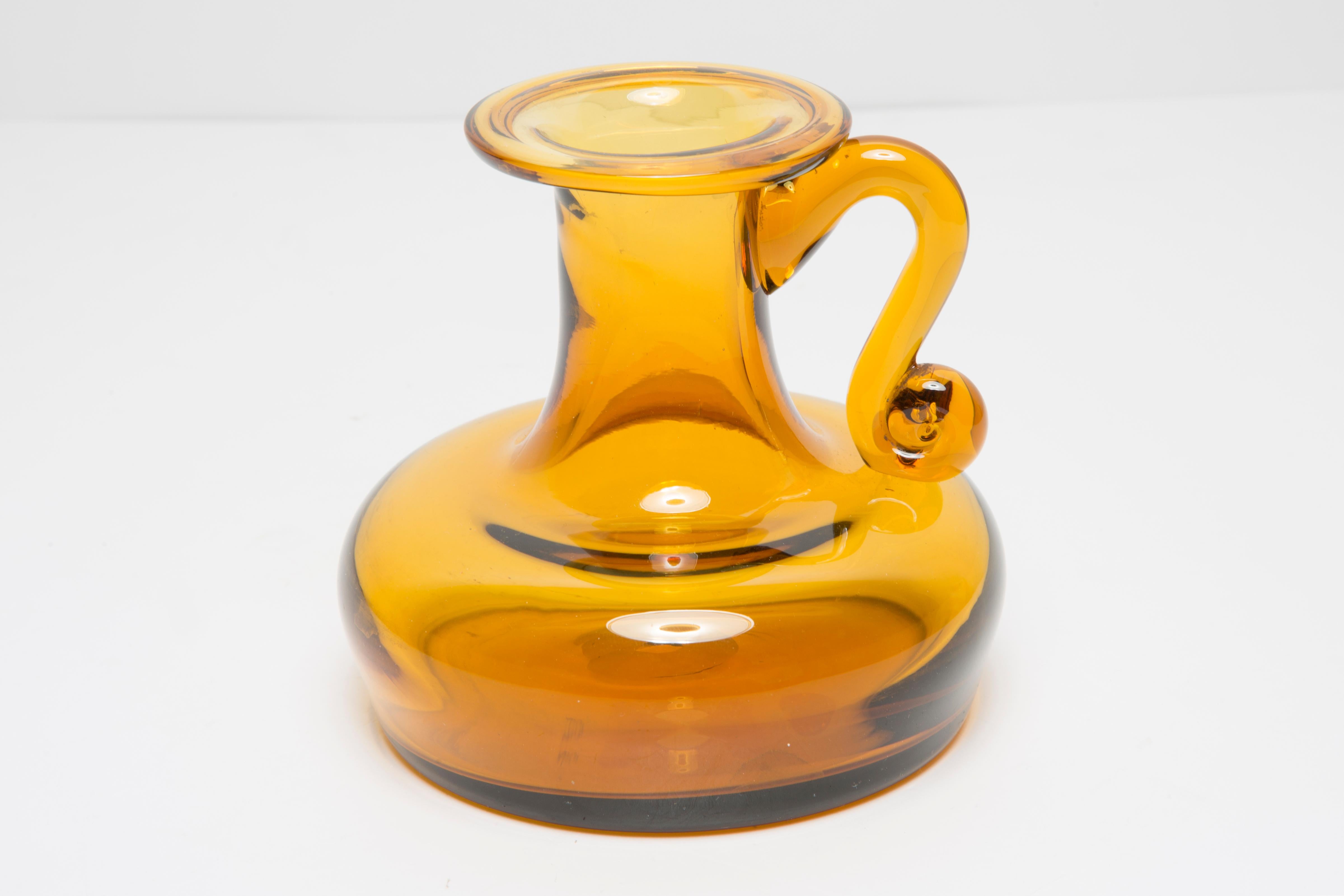Mid-Century Modern Mid Century Vintage Artistic Yellow Vase, Tarnowiec, Sulczan, Europe, 1970s For Sale