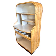 Mid Century Vintage Bamboo Dry Bar Sideboard Bookshelfu