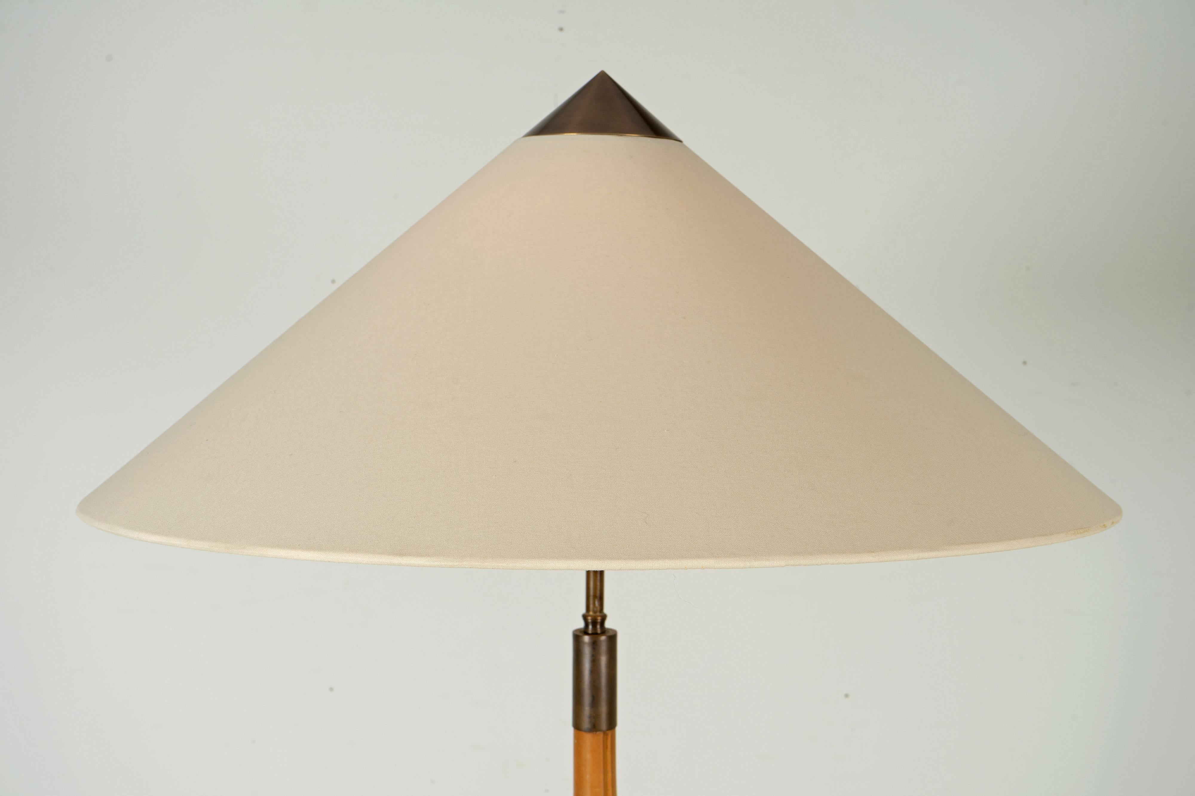 European Mid-Century Vintage Bamboo Floor Lamp with Brass, 1960s