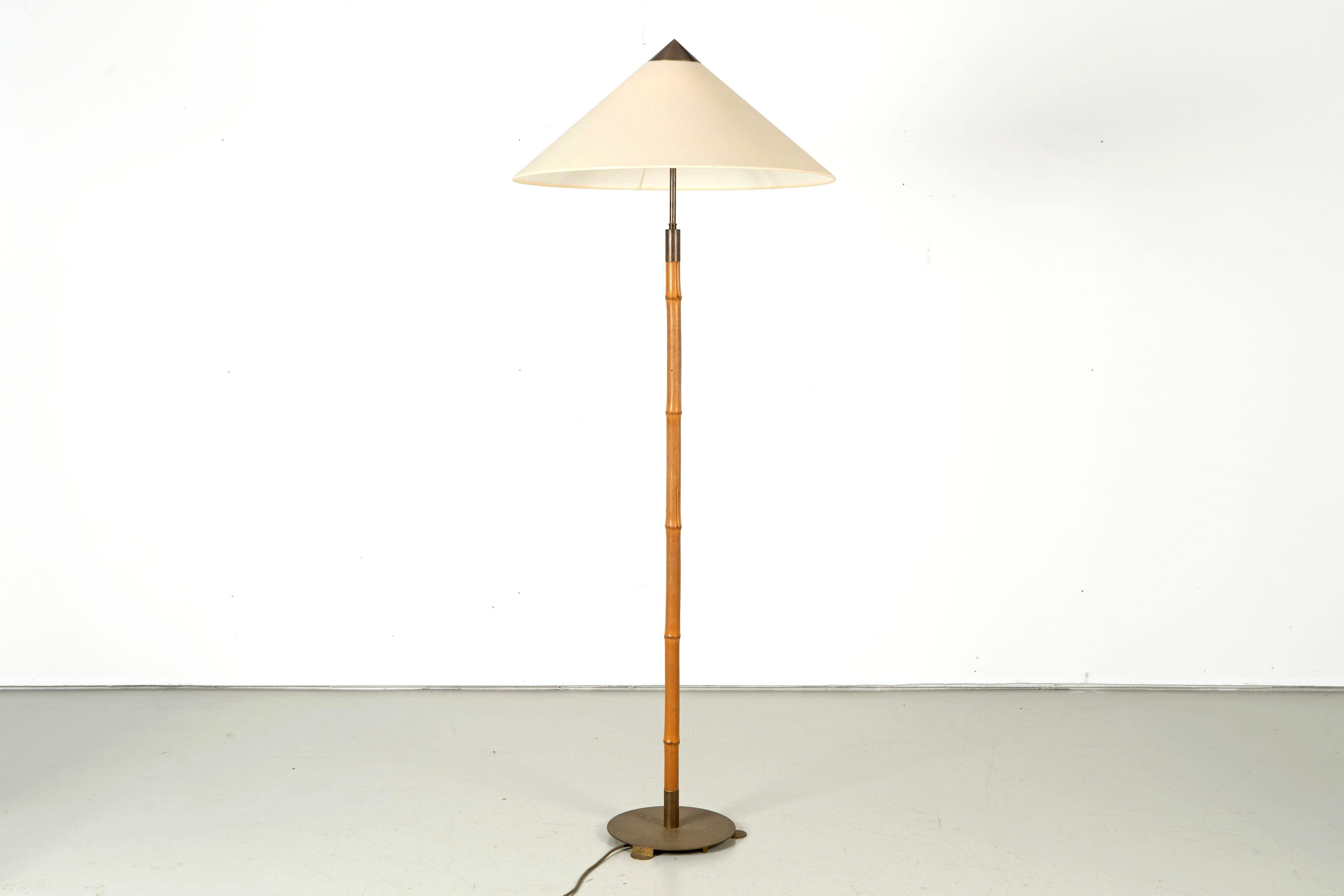 Mid-Century Vintage Bamboo Floor Lamp with Brass, 1960s 2