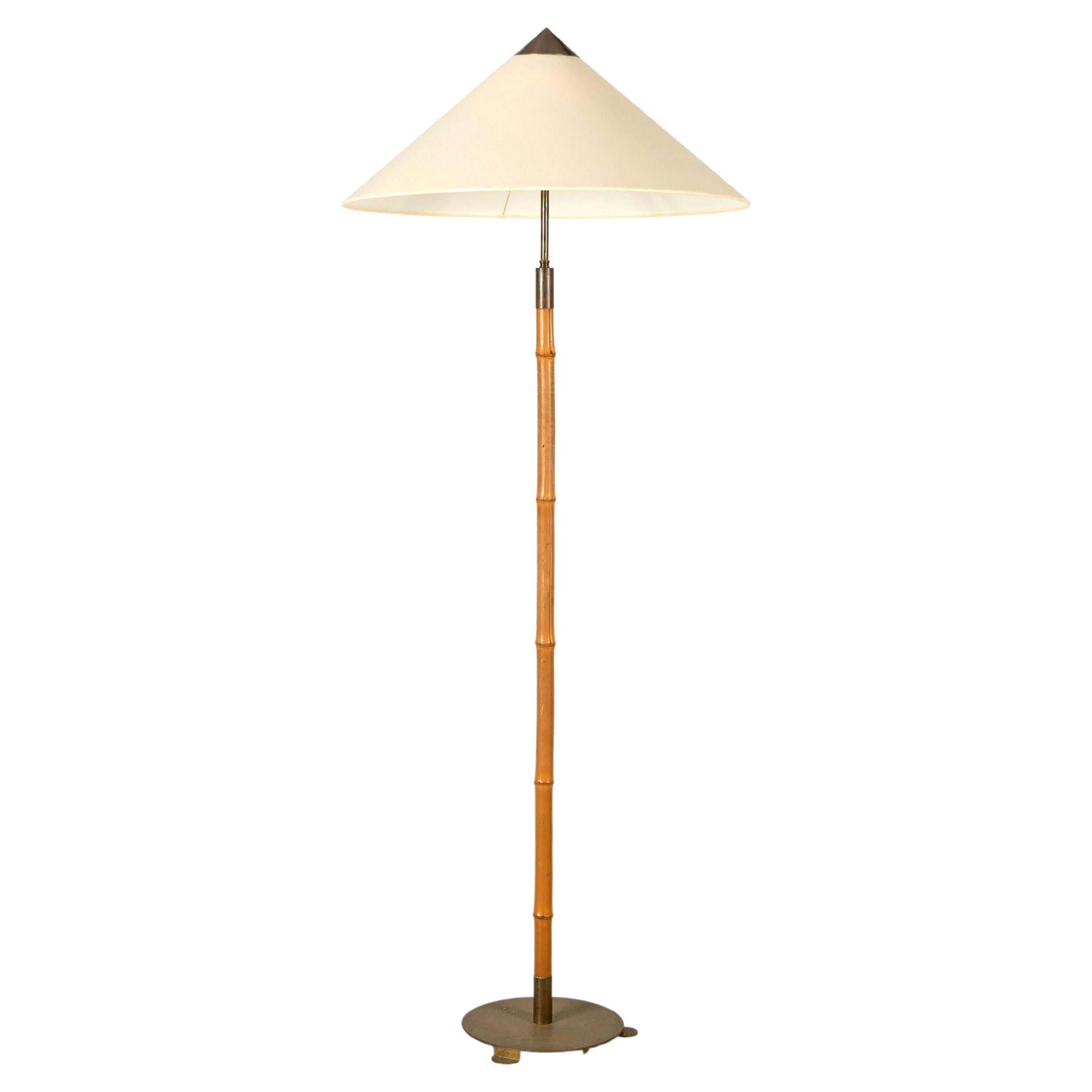 Mid-Century Vintage Bamboo Floor Lamp with Brass, 1960s