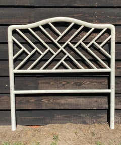 Midcentury, Vintage, Bamboo Headboard, White Lacquered, circa 1960s