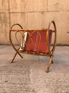 Mid Century Vintage Bamboo Magazine Book Rack French Riviera