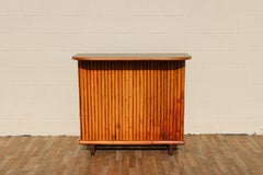Mid Century Vintage Bamboo Tiki Bar  Tropical Coastal Bohemian Bar Cabinet