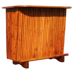 Mid Century Vintage Bamboo Tiki Bar  Tropical Coastal Bohemian Bar Cabinet