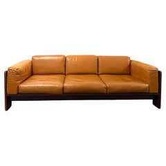 Mitte des Jahrhunderts Vintage Bastiano Rosenholz hellbraunes Leder langes Sofa Afra & Tobia Scarpa