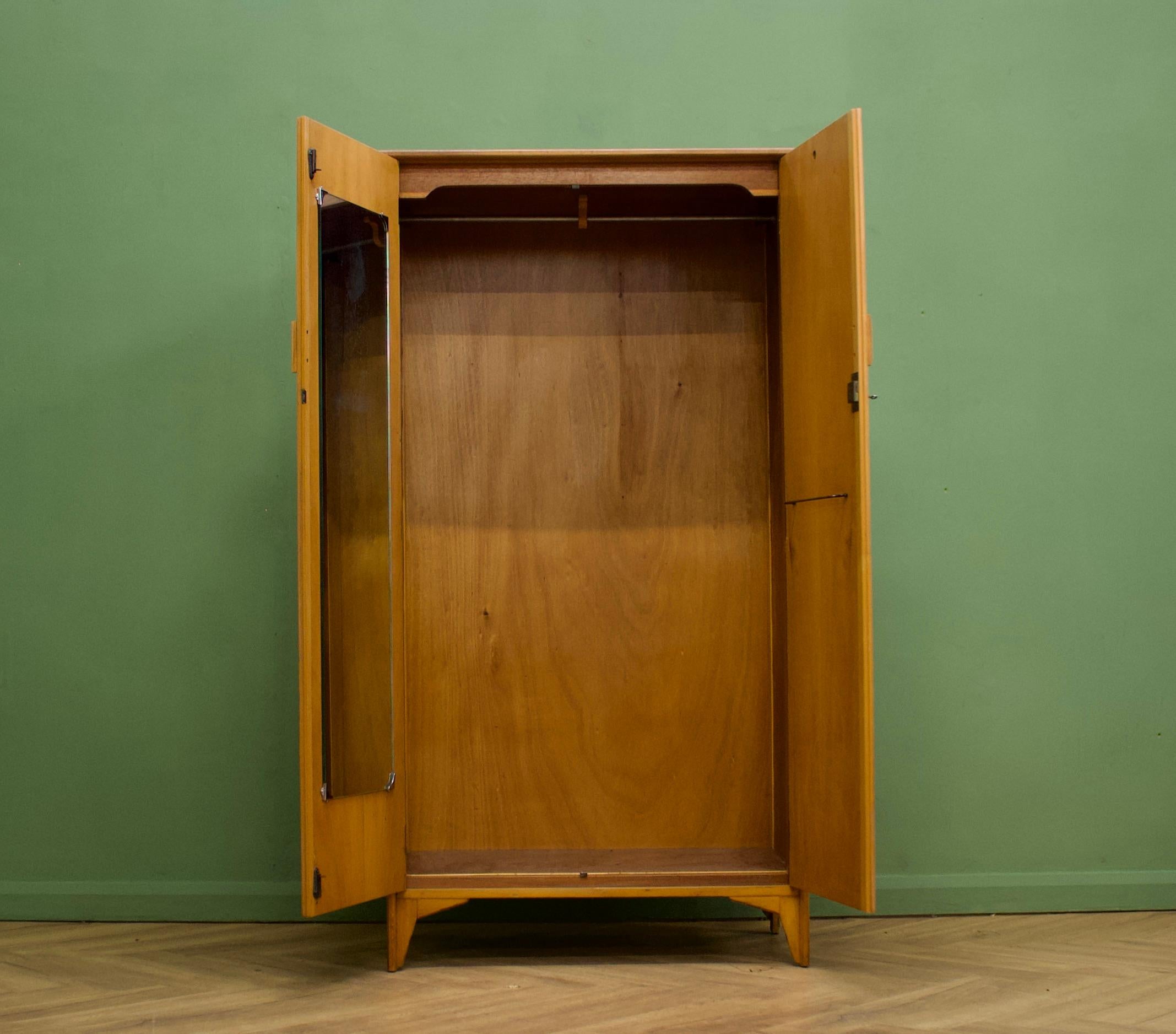 Mid Century Vintage Beech Heals Utility Wardrobe, 1950s In Good Condition In South Shields, GB
