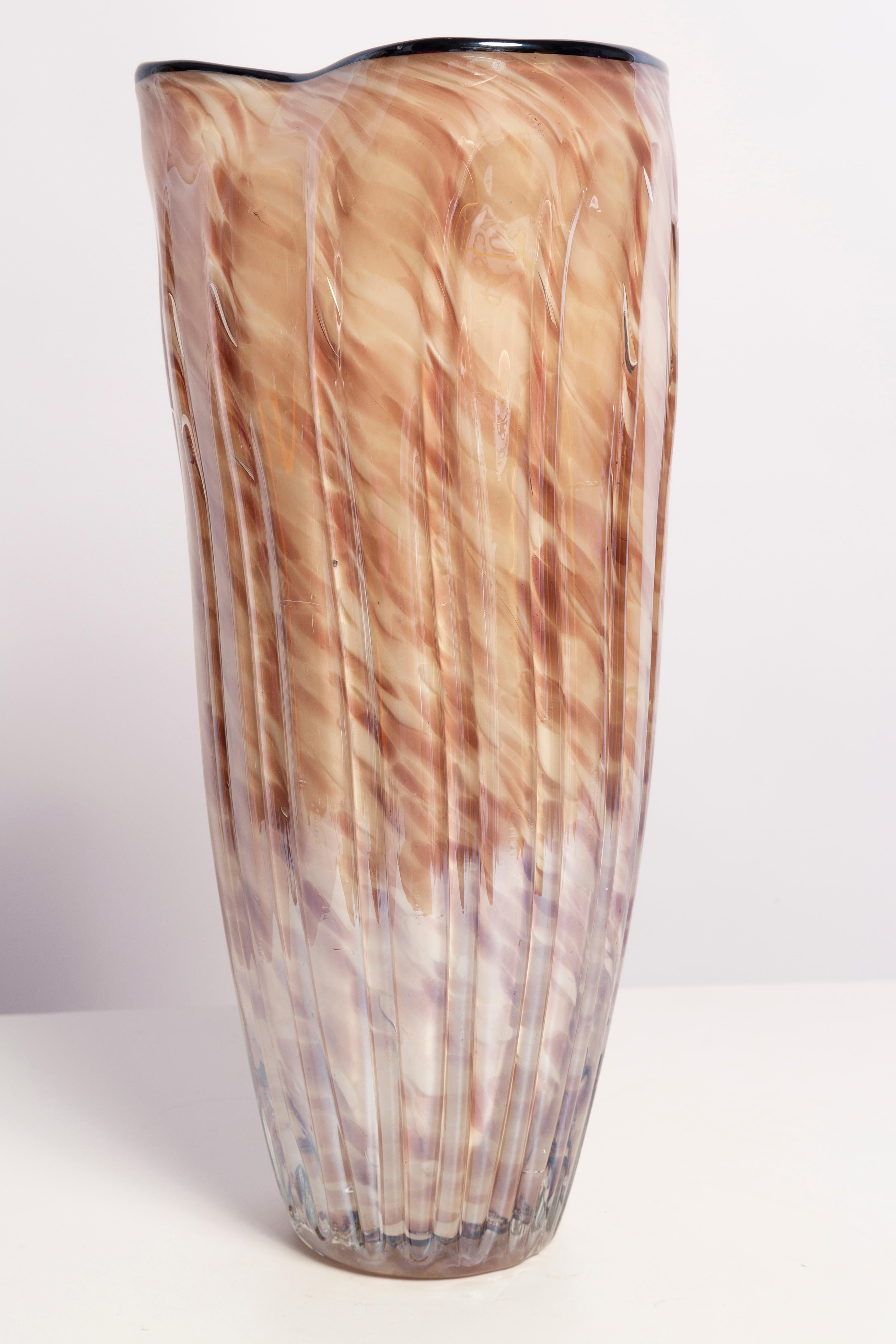 Italian Mid Century Vintage Beige and Pink Big Vase, Italy, 1960s For Sale