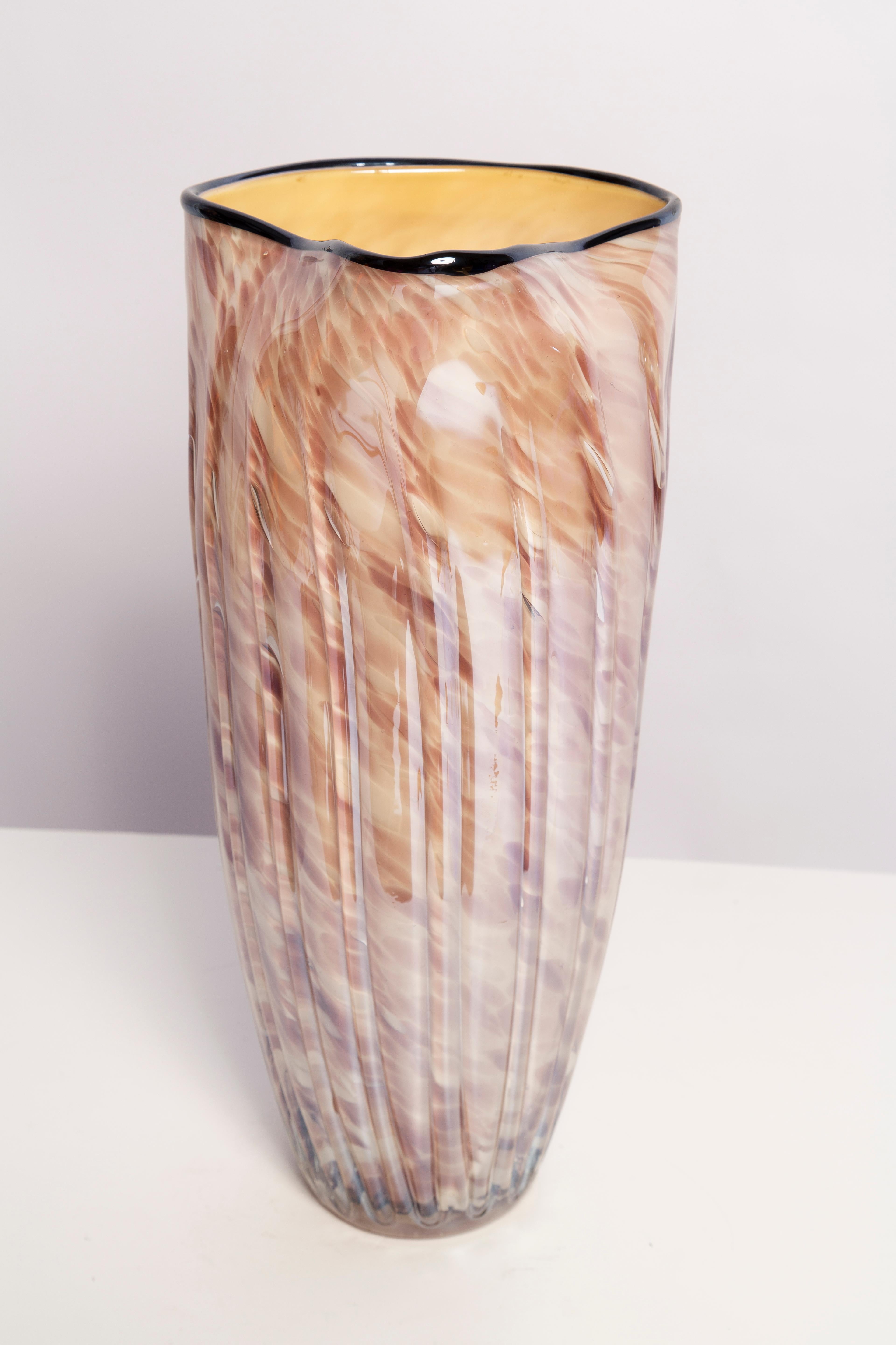 Mid Century Vintage Beige and Pink Big Vase, Italy, 1960s In Good Condition For Sale In 05-080 Hornowek, PL