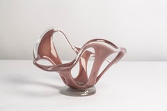 Jarrón de cristal artístico Mid Century Vintage Beige, Europa, años 70