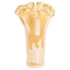 Midcentury Vintage Beige Big Murano Glass Vase, Italy, 2000s