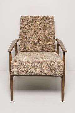 Fauteuil Dante en velours beige du milieu du siècle, H. Lis, années 1960
