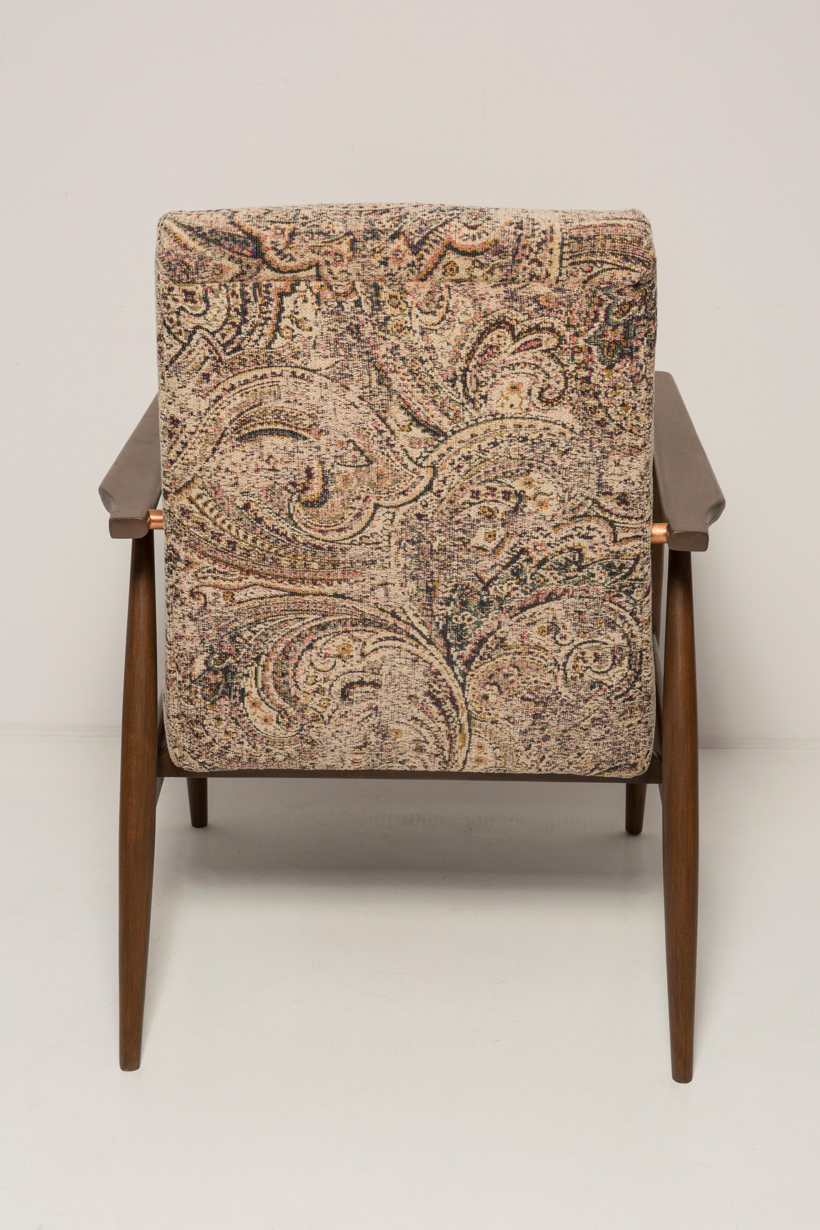 20th Century Mid Century Vintage Beige Velvet Dante Armchair, H. Lis, 1960s For Sale