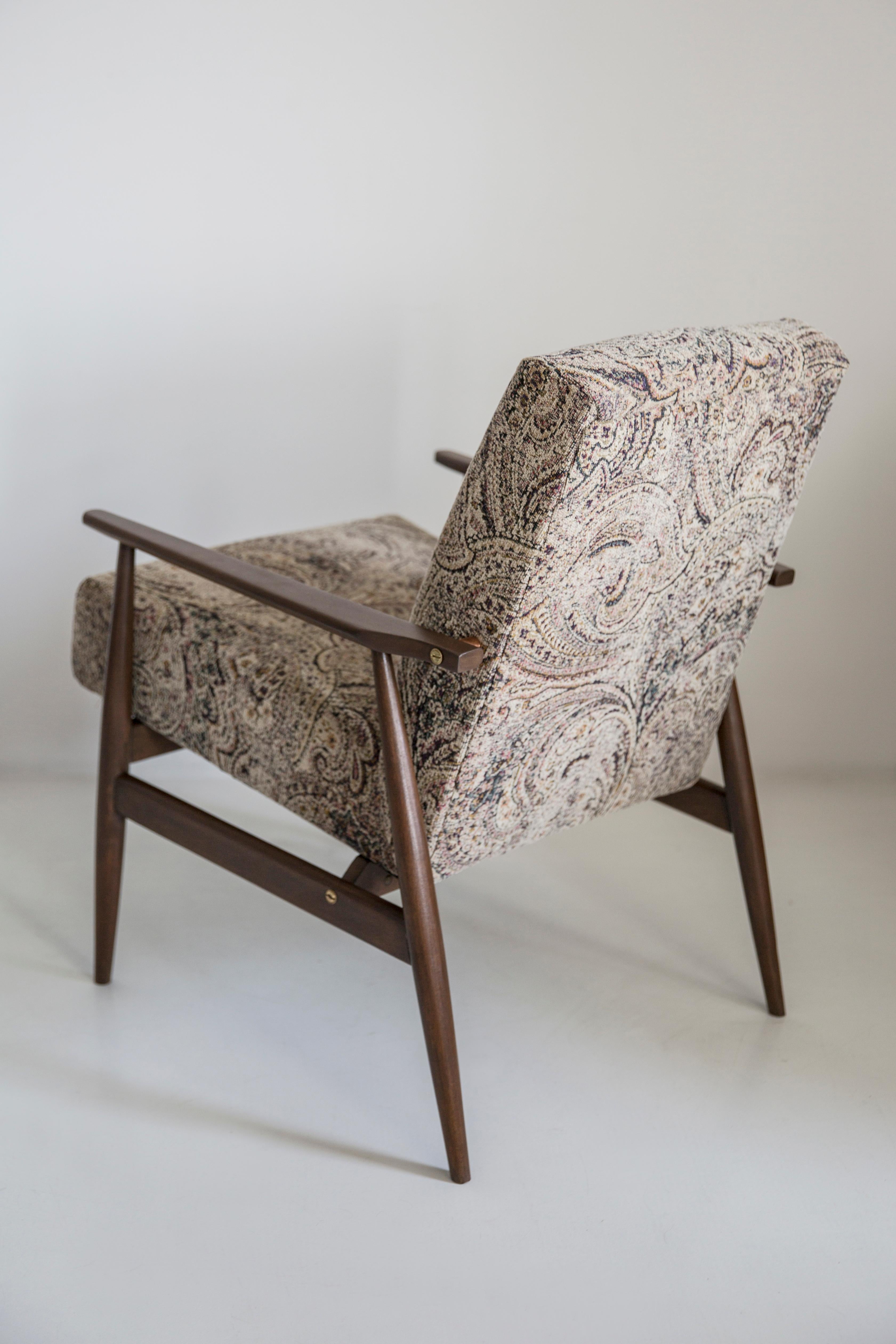 Textile Mid Century Vintage Beige Velvet Dante Armchair, H. Lis, 1960s For Sale