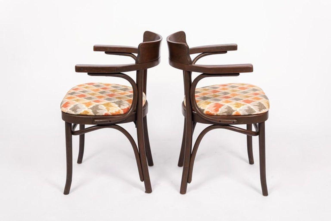 Fabric Mid Century Vintage Bentwood Cafe Dining Chairs in the Style of J&J Kohn For Sale