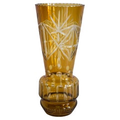 Mid Century Vintage Big Yellow Crystal Vase, 20th Century, Europe, 1960s