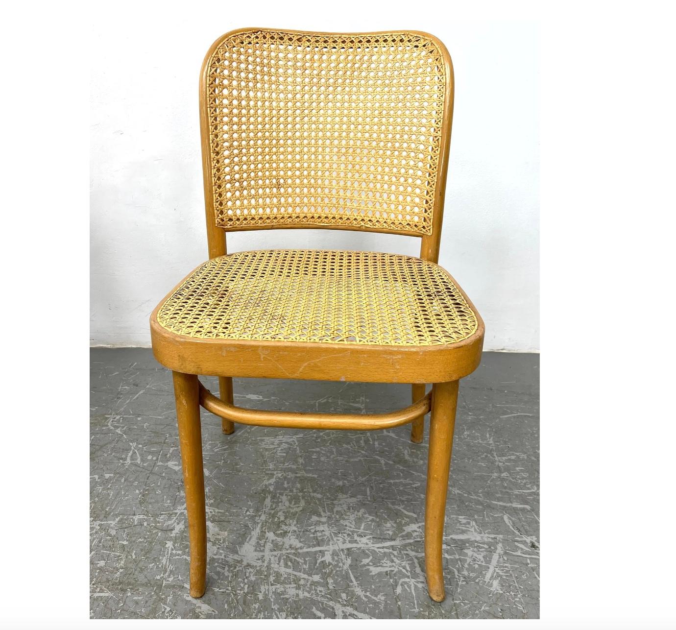Esszimmerstuhl aus Birkenholzschilfrohr von Josef Hoffman, Mid-Century, 5 Stück verfügbar (Italienisch) im Angebot