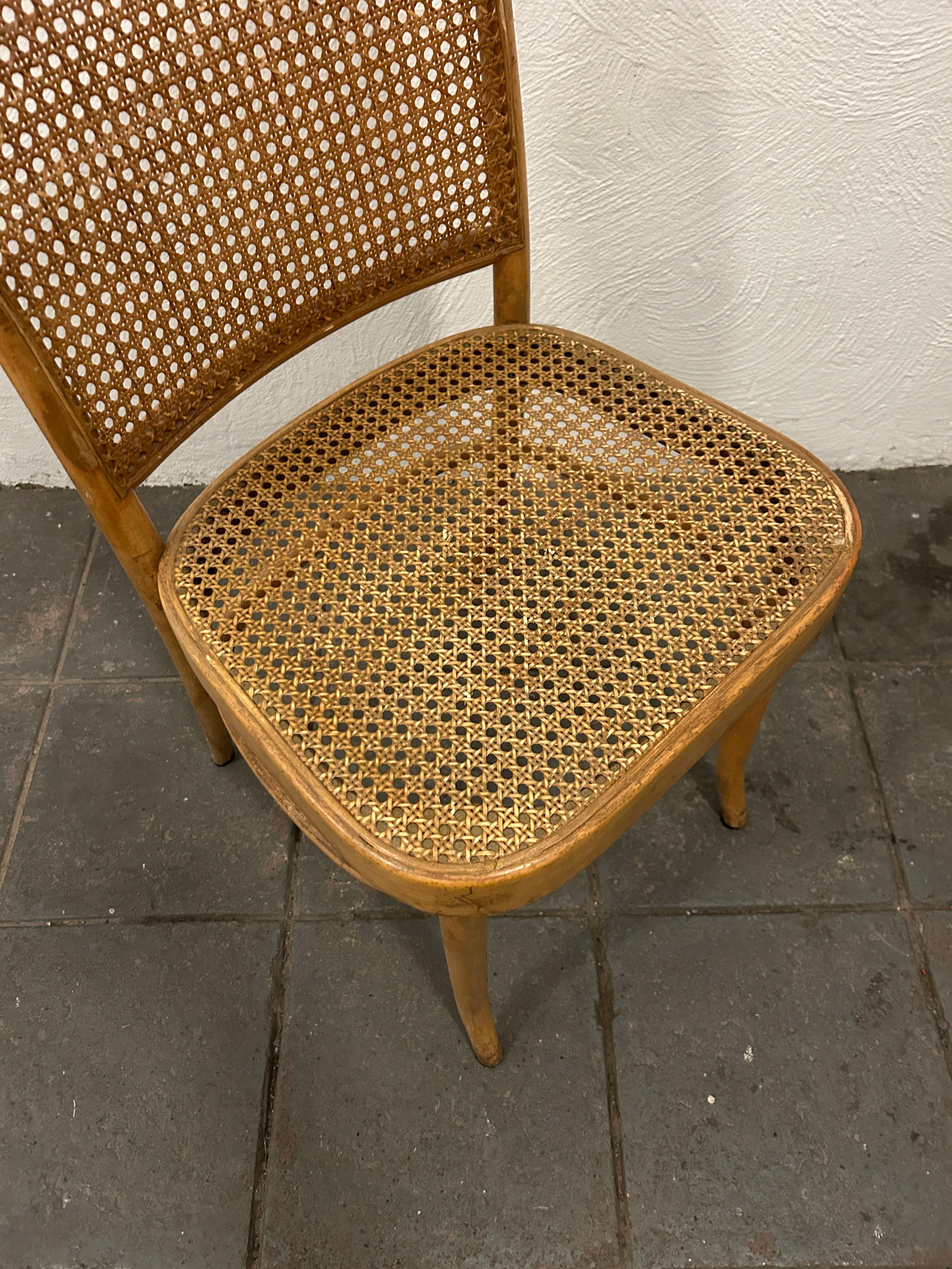 Mid Century Vintage Birch Cane Dining Chair by Josef Hoffman 8 Available In Good Condition For Sale In BROOKLYN, NY