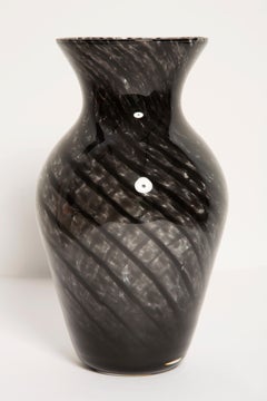 Mid Century Vintage Black and Transparent Vase, Italy, 1960s