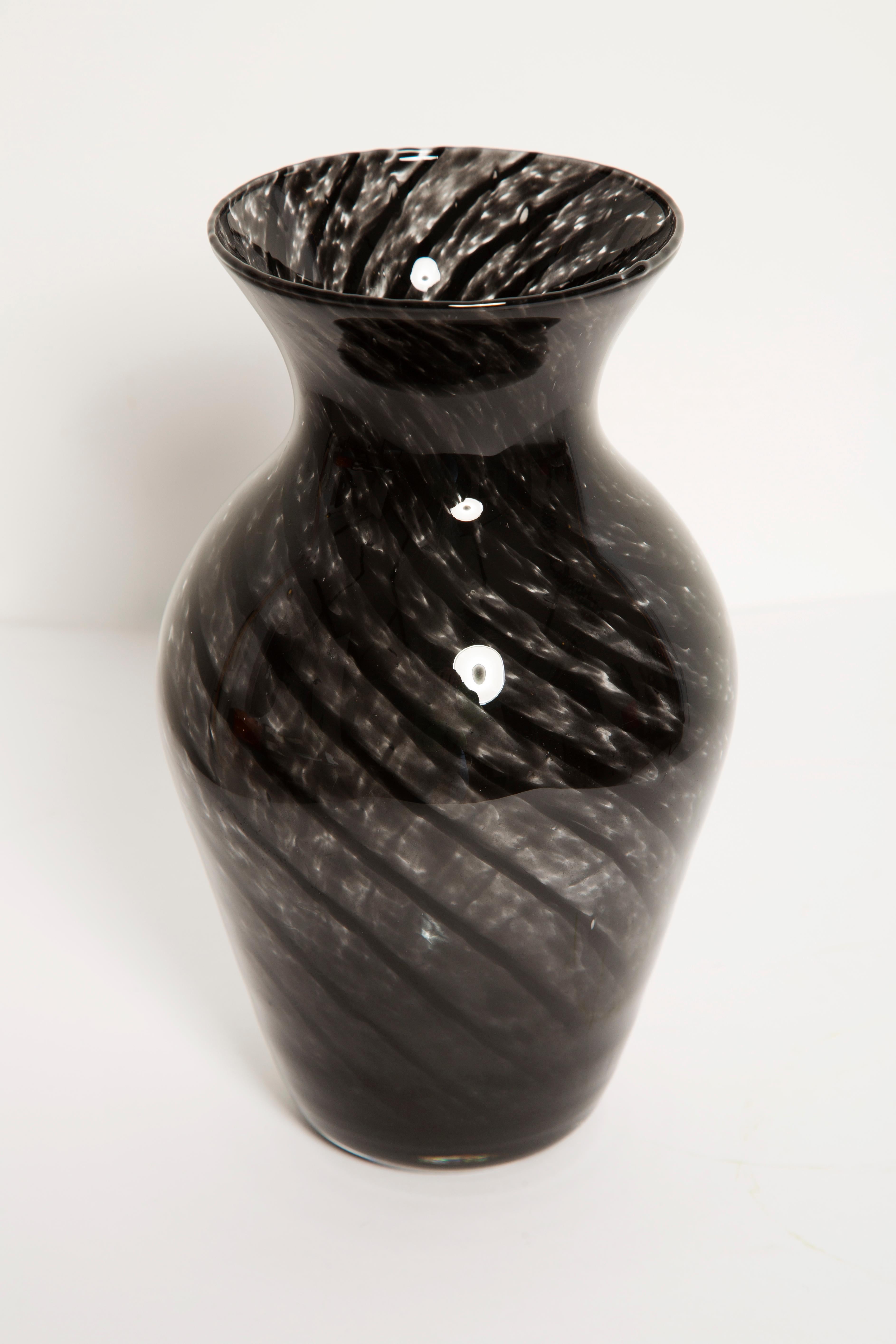 Mid-Century Modern Mid Century Vintage Black and Transparent Vase, Italy, 1960s For Sale