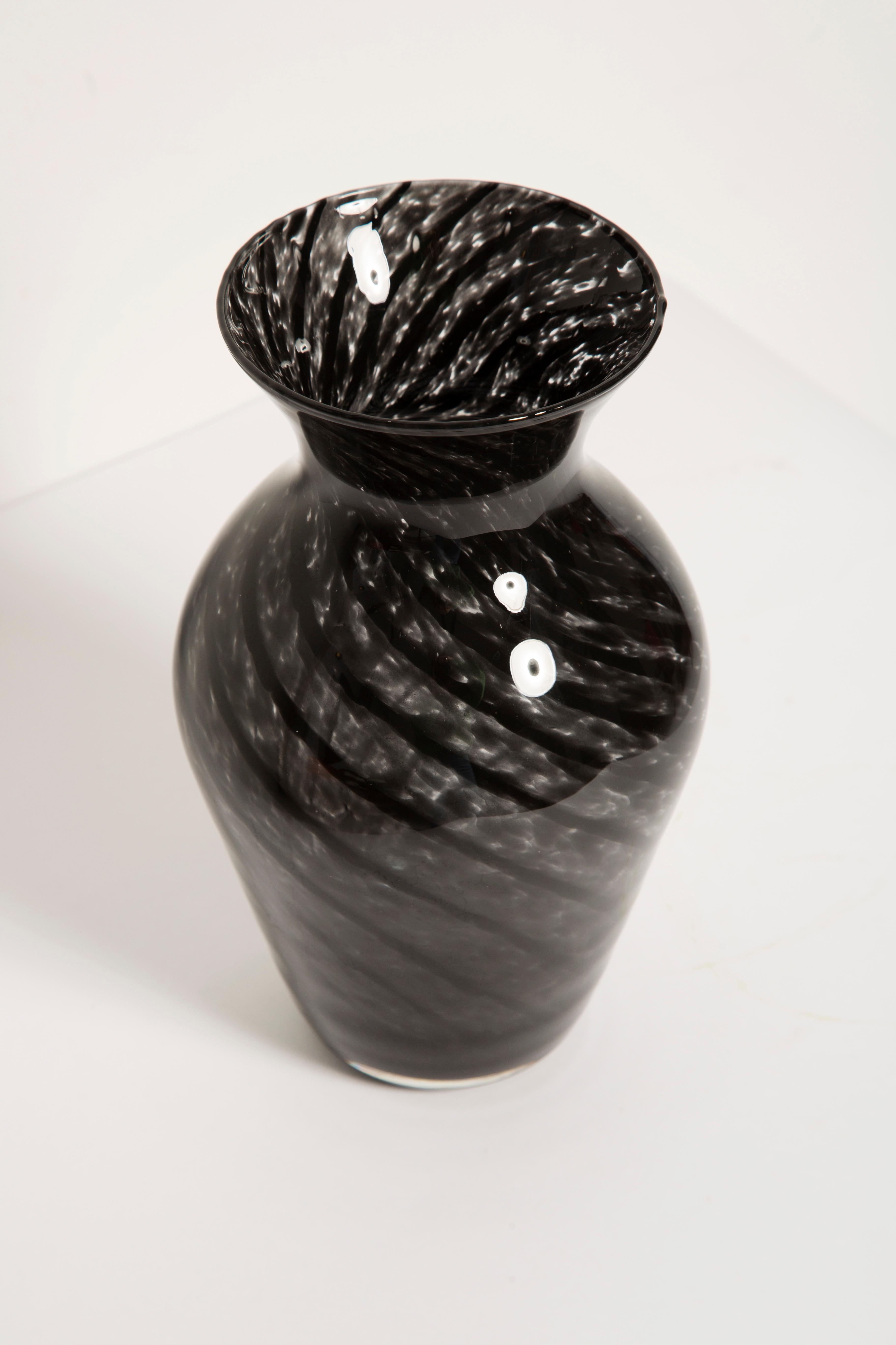 Italian Mid Century Vintage Black and Transparent Vase, Italy, 1960s For Sale