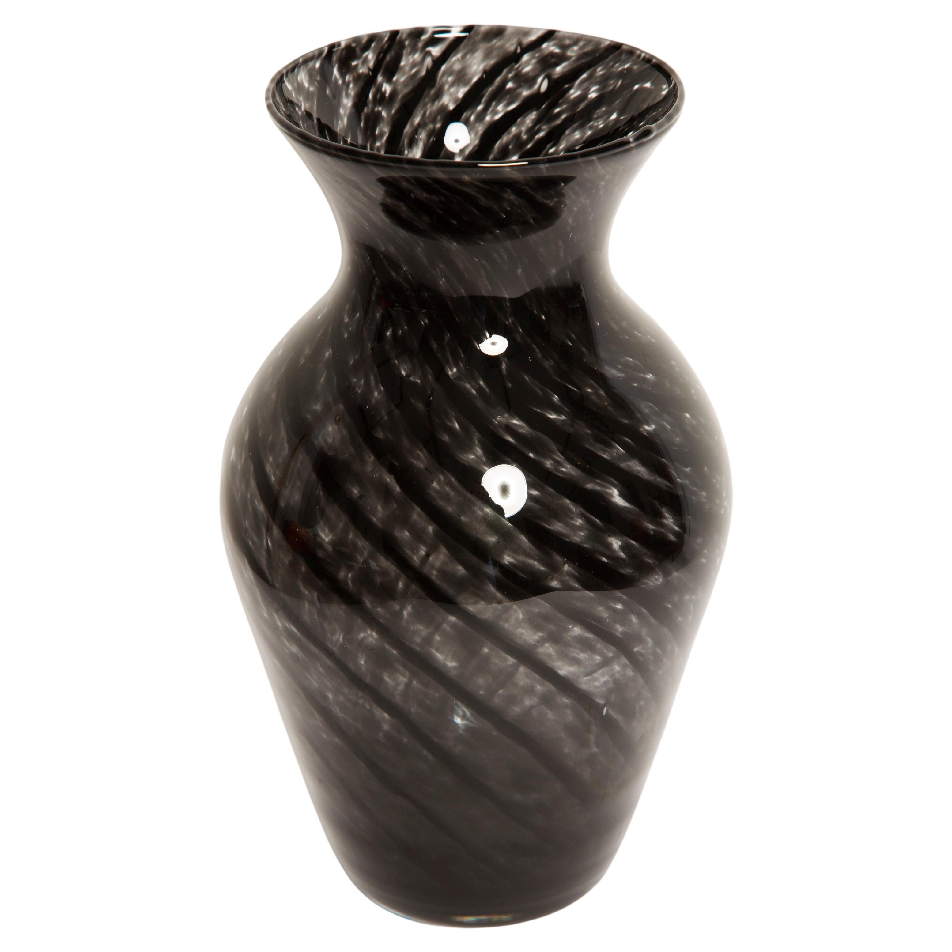 Mid Century Vintage Black and Transparent Vase, Italy, 1960s