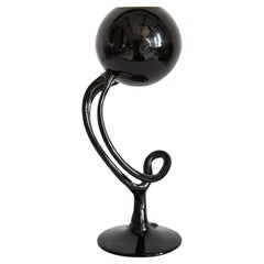 Mid Century Vintage Black Artistic Glass Vase, Candlestick, Europe, 1970s