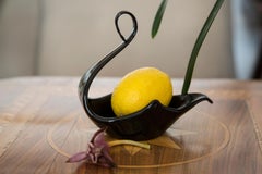 Midcentury Vintage Black Swan Bowl Decorative Glass Plate, Italy, 1960s