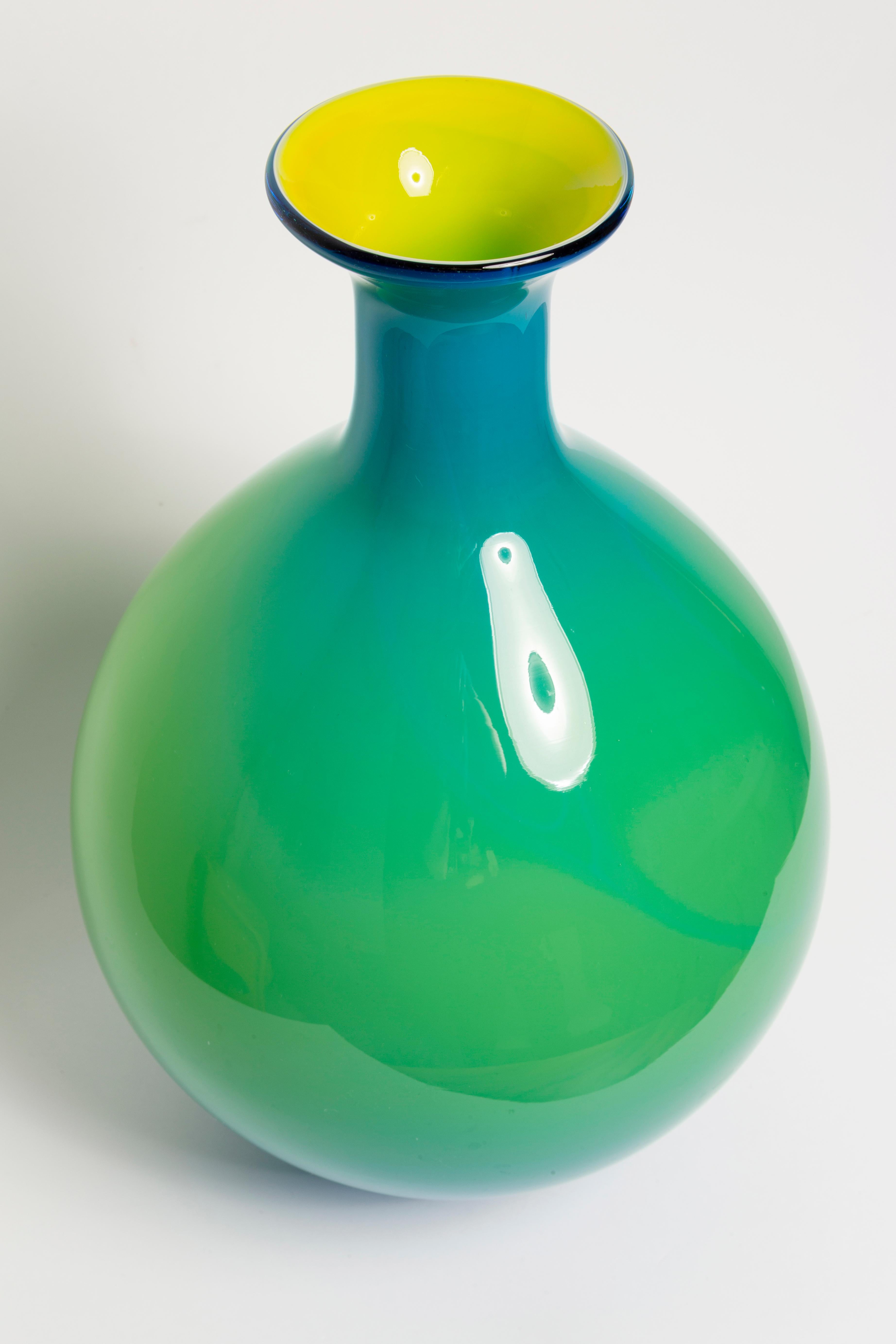 Italian Mid Century Vintage Blue and Green Big Vase, 20th Century, Europe, 1960s For Sale