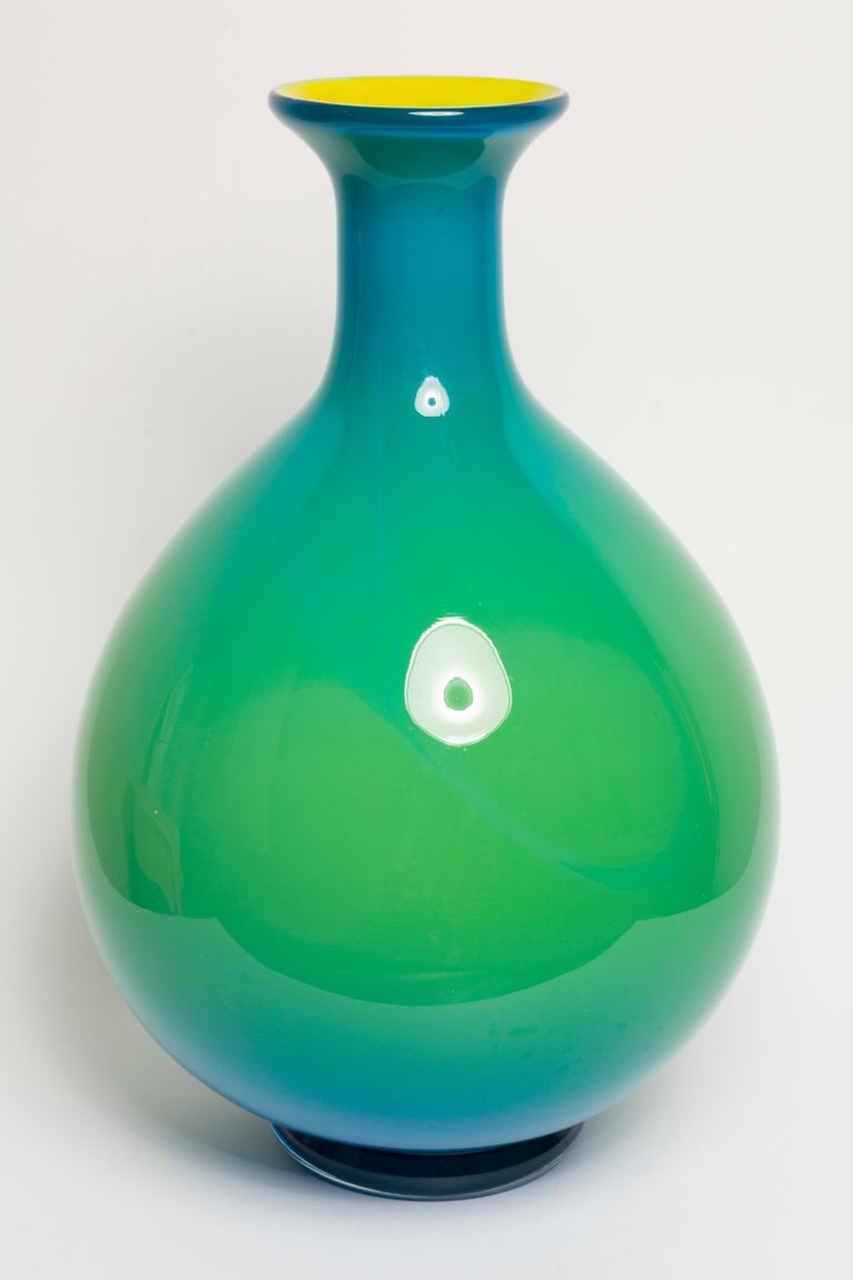 Mid Century Vintage Blue and Green Big Vase, 20th Century, Europe