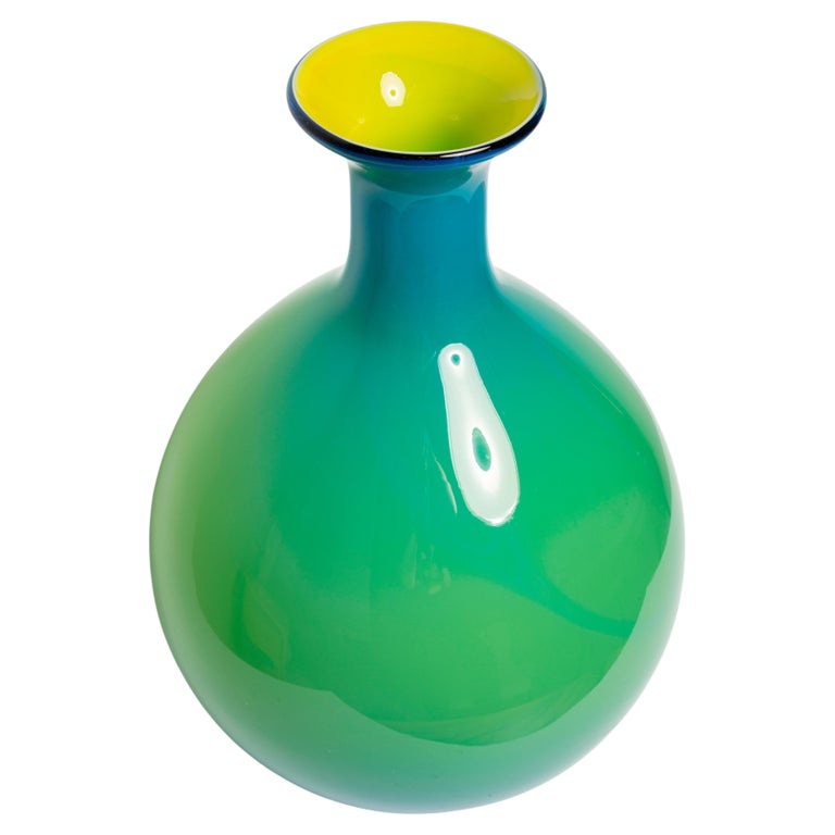 Mid Century Vintage Blue and Green Big Vase, 20th Century, Europe