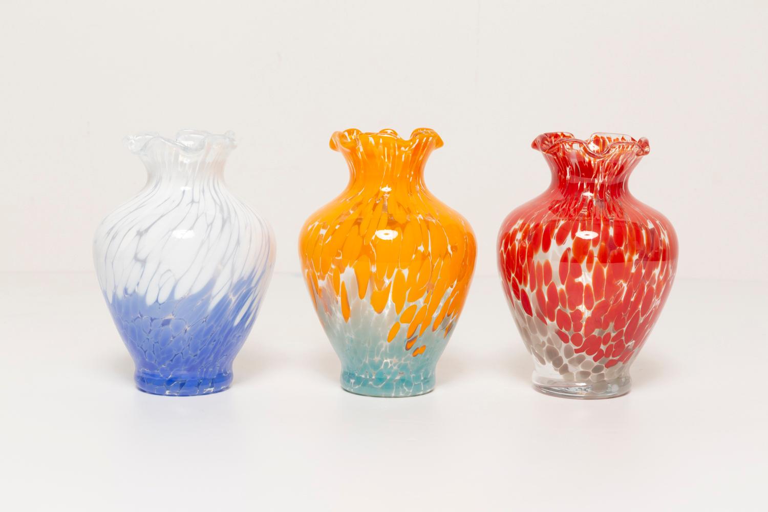 Vaso di Murano blu e arancione vintage di metà secolo, Italia, anni '60 in vendita 3