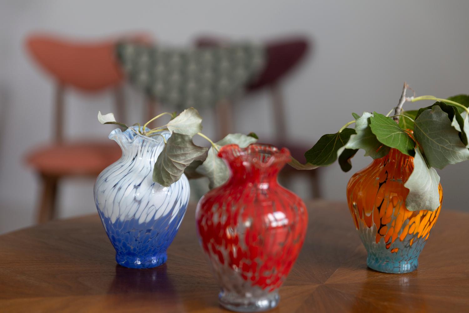 Mid-Century moderno Vaso di Murano blu e arancione vintage di metà secolo, Italia, anni '60 in vendita