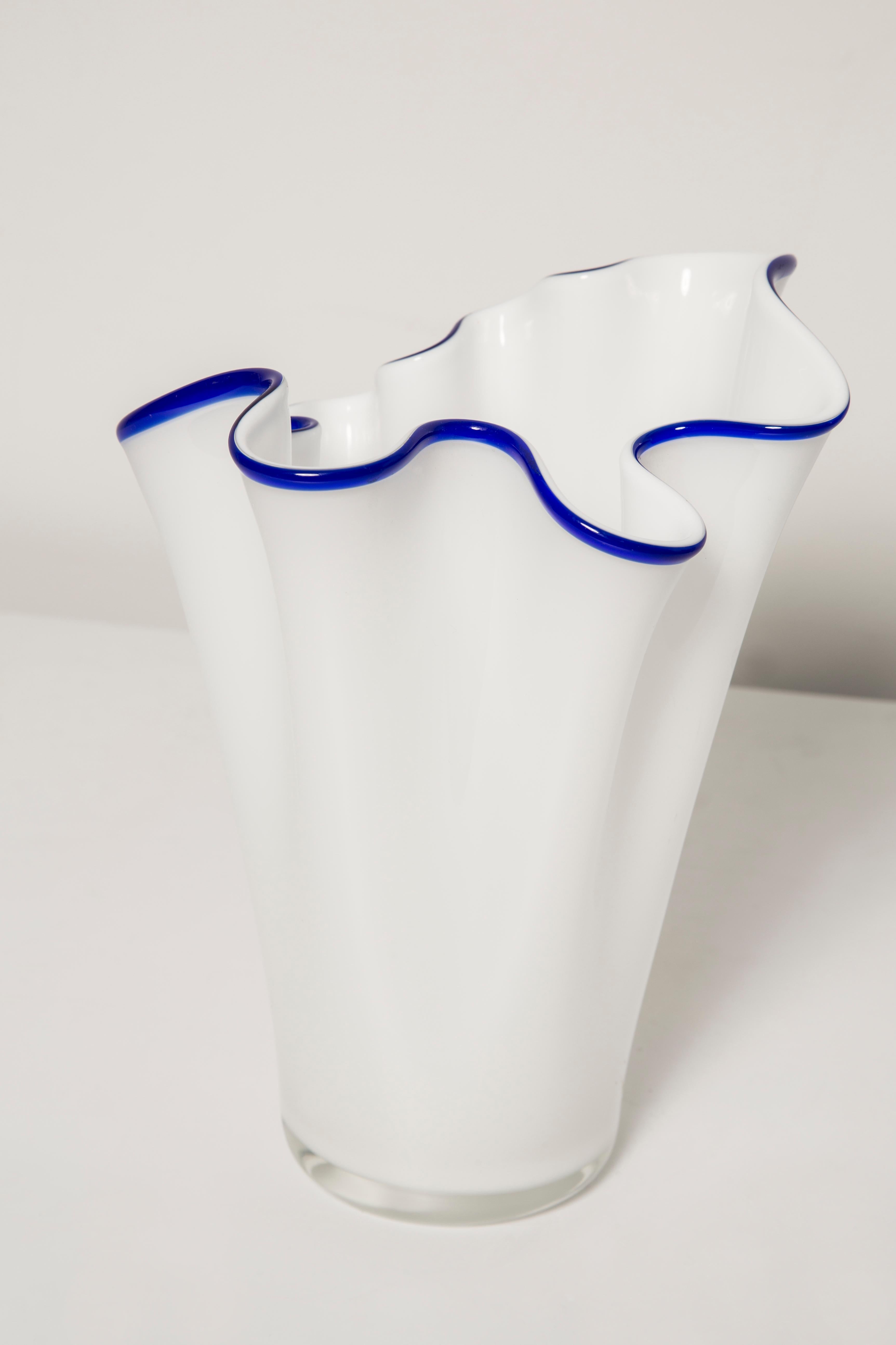 Mid-Century Modern Mid Century Vintage Blue and White Vase, Italy, 1960s For Sale